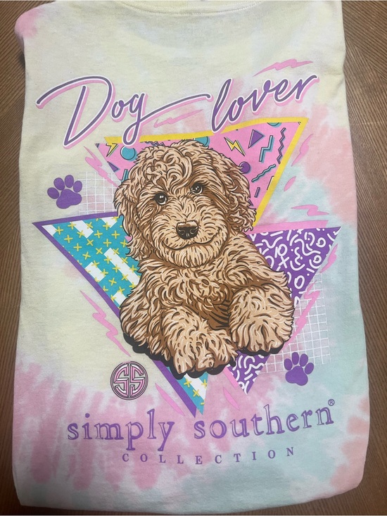 Simply Southern Tops - Simply Southern Tie-Dye Dog Lover Labradoodle Long Sleeved Shirt Women’s Small